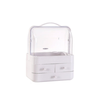 Double Drawer Dust Cover Makeup Storage Box