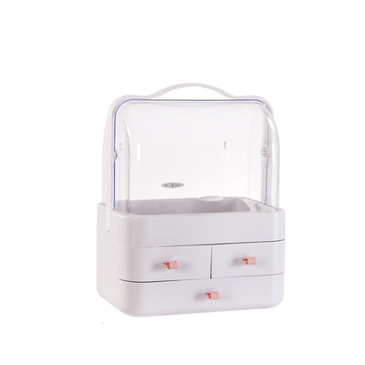 Double Drawer Dust Cover Makeup Storage Box
