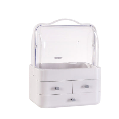 Double Drawer Dust Cover Makeup Storage Box
