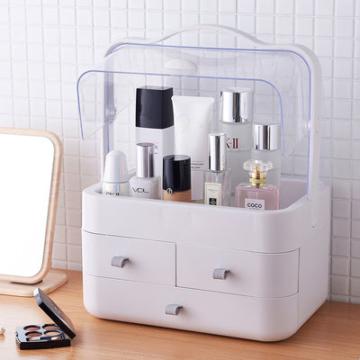Double Drawer Dust Cover Makeup Storage Box