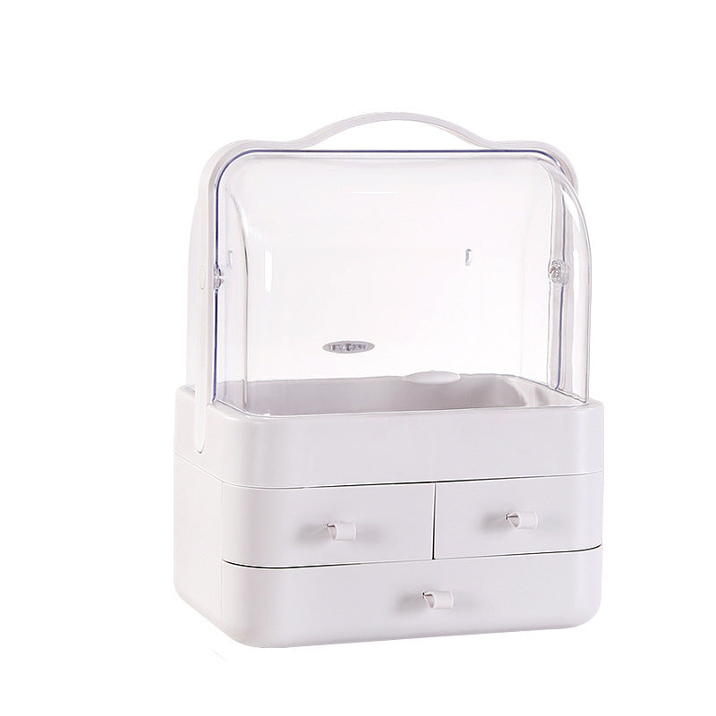 Double Drawer Dust Cover Makeup Storage Box