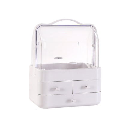 Double Drawer Dust Cover Makeup Storage Box