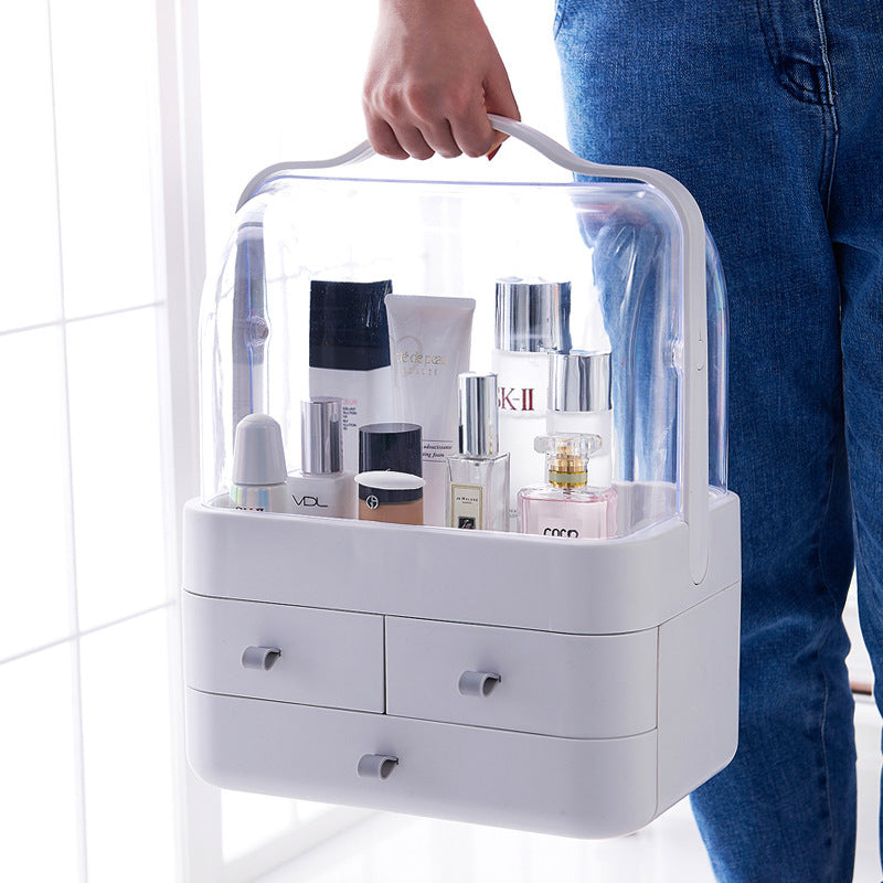 Double Drawer Dust Cover Makeup Storage Box