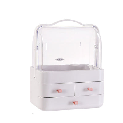 Double Drawer Dust Cover Makeup Storage Box