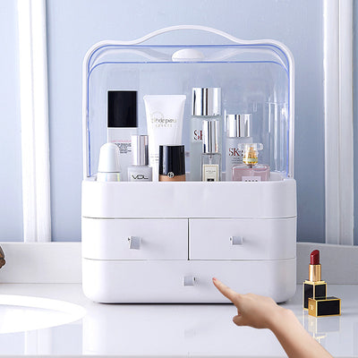 Double Drawer Dust Cover Makeup Storage Box